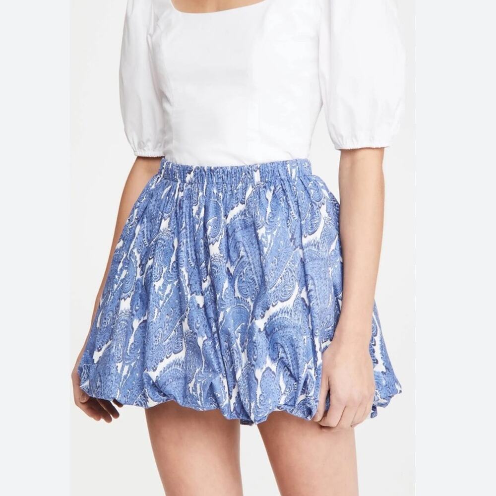 Caroline Constas Rae Skirt Blurred Paisley Blue Size XS